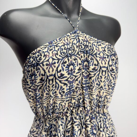 FREE PEOPLE Safari Sunset Halter Ruffle Print asymmetrical  light Summer Dress S - Picture 10 of 13